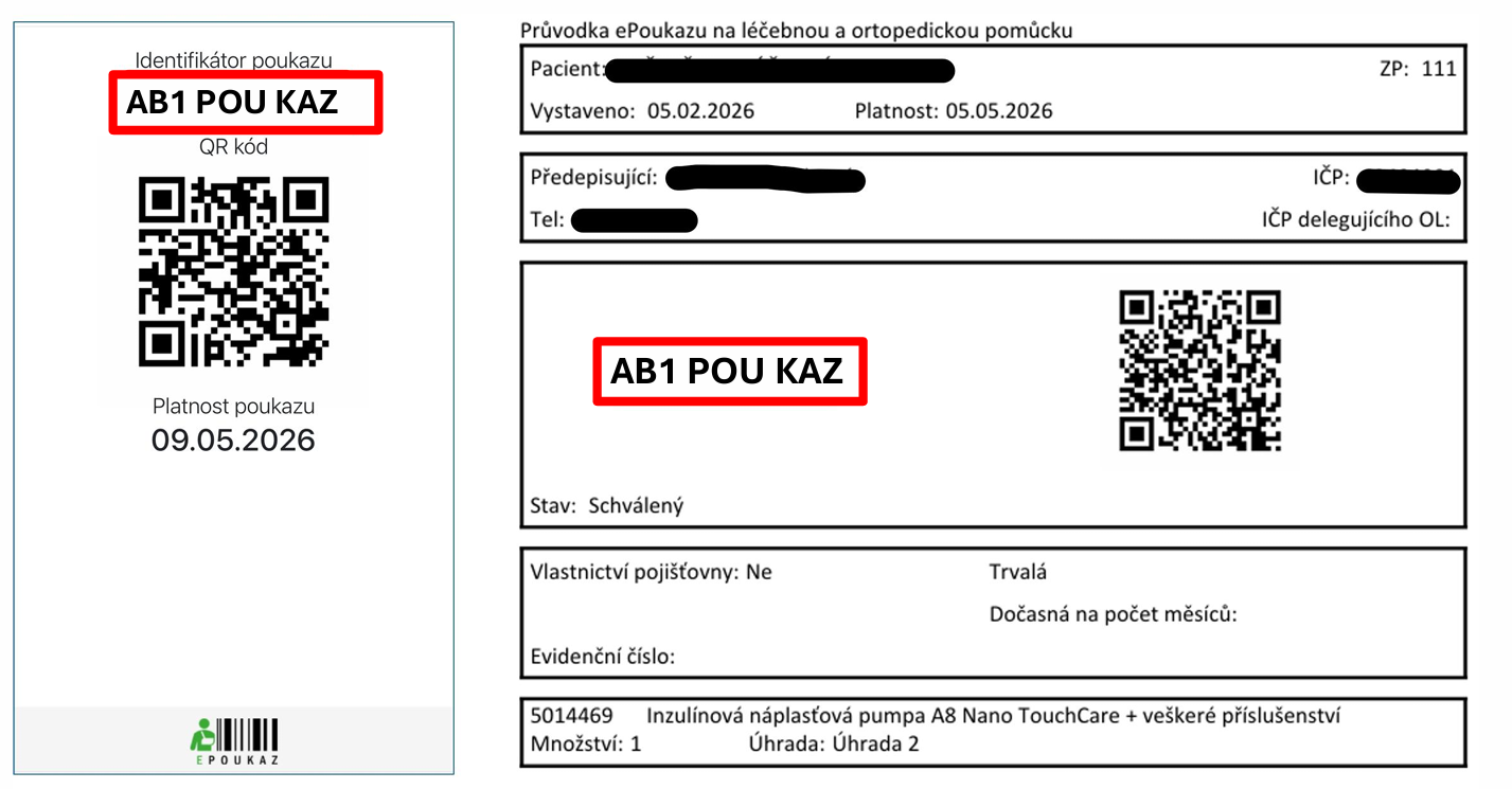 Ukázka umístění identifikátoru ePoukazu